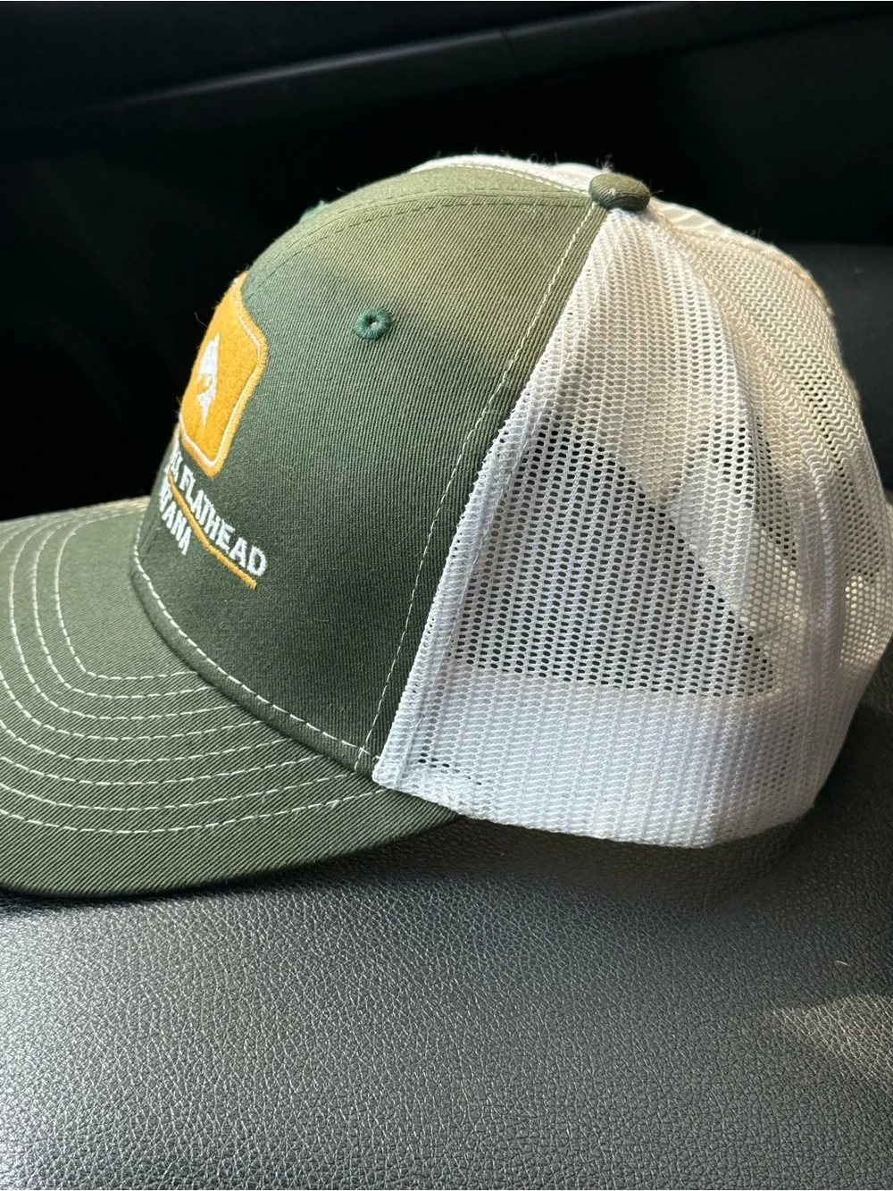 Olive & White Mesh Trucker Hat